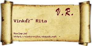 Vinkó Rita névjegykártya